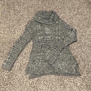 Grey and Black Cable Knit Turtle Neck Sweater